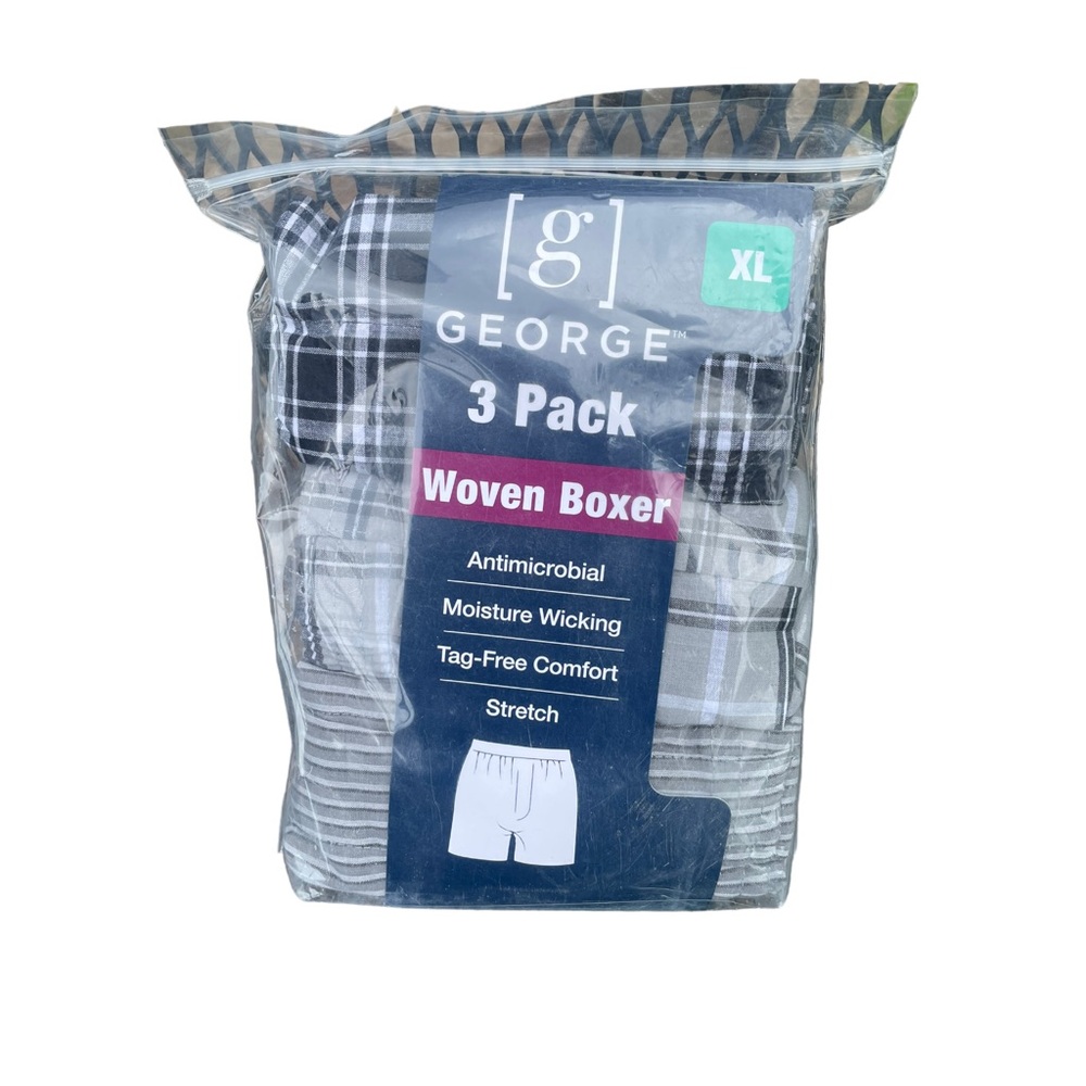 George 3 pack woven boxers NWT tag free stretch moisture wicking